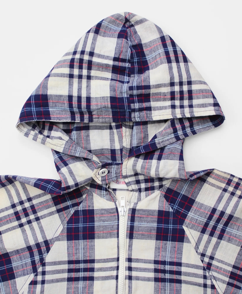 Vintage Madras Hooded Windbreaker, 1960s 1970s, L, image 4