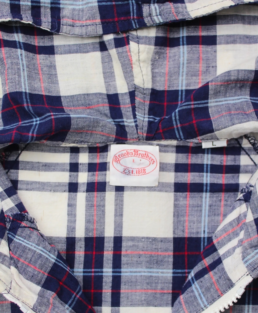 Vintage Madras Hooded Windbreaker, 1960s 1970s, L, image 5