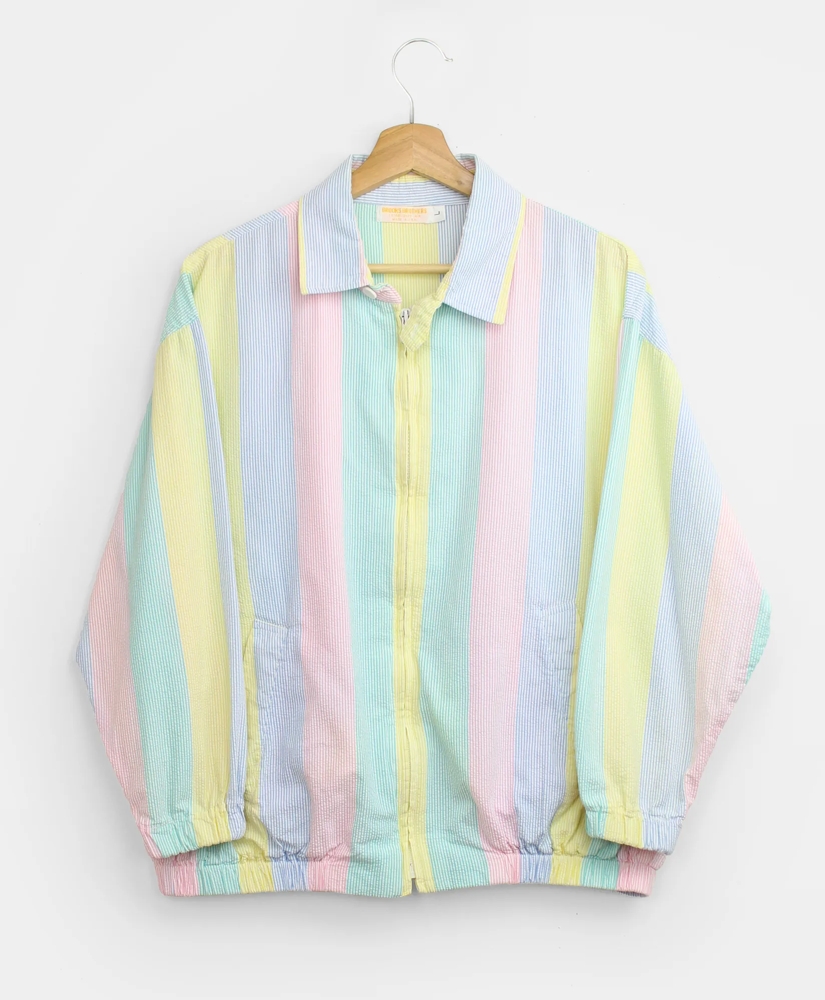 Vintage Multistripe Seersucker Blouson Jacket, 1980s, L, image 1