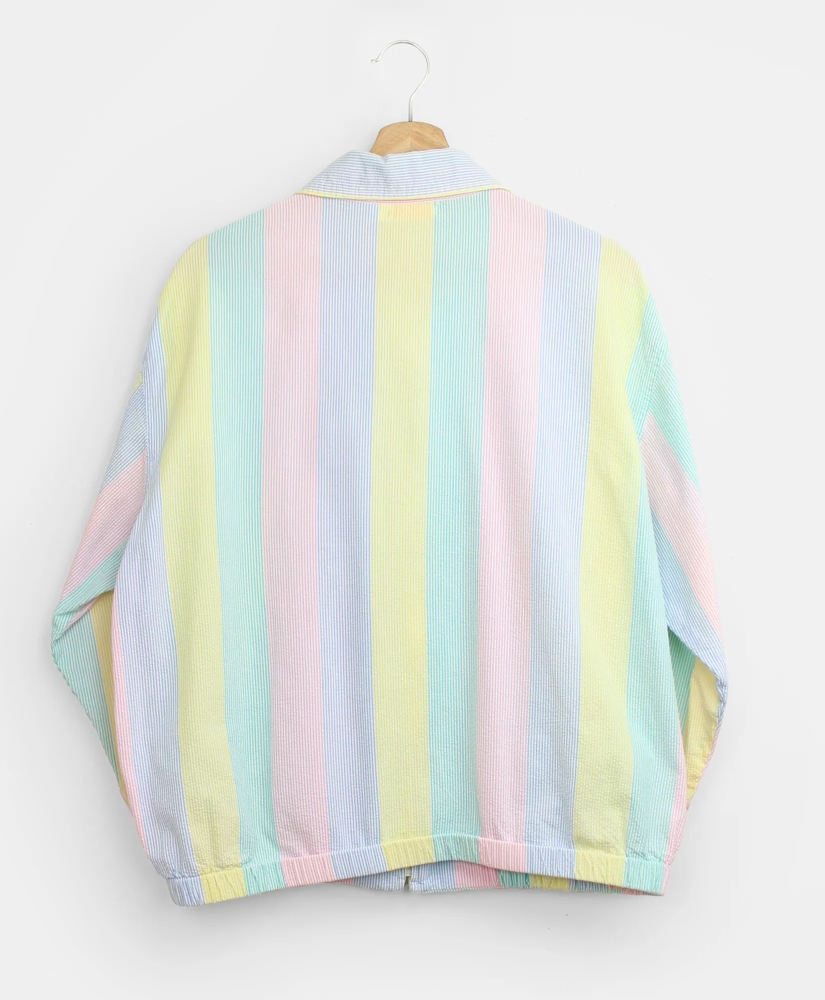 Vintage Multistripe Seersucker Blouson Jacket, 1980s, L, image 2