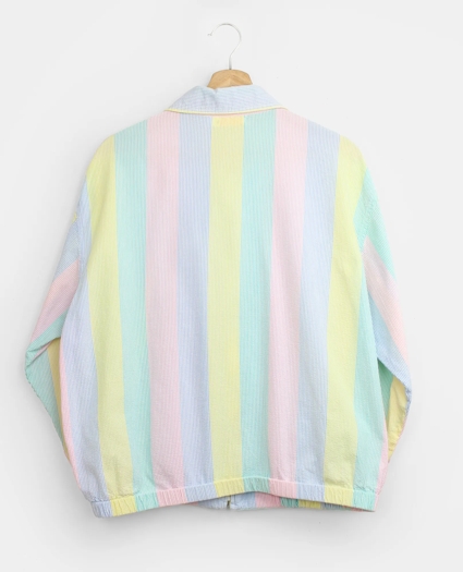 Vintage Multistripe Seersucker Blouson Jacket, 1980s, L, image 2
