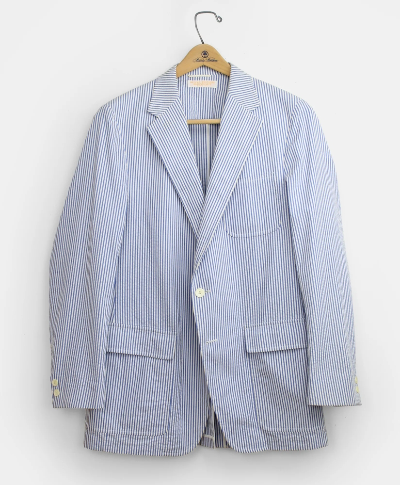 Vintage BrooksGate&trade; Wash & Wear Seersucker Sport Coat, 1980s, 43 L, image 1