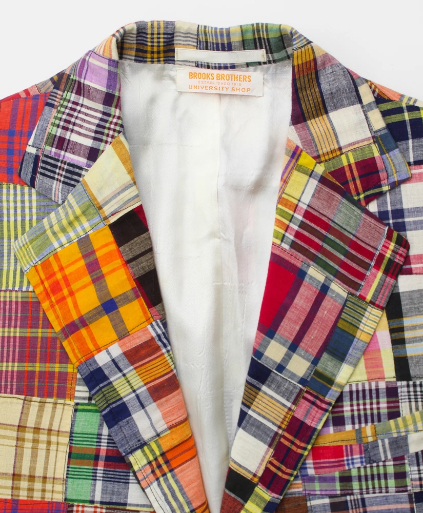 Vintage University Shop Patchwork Madras Sport Coat, 1970s, 37 S, image 3