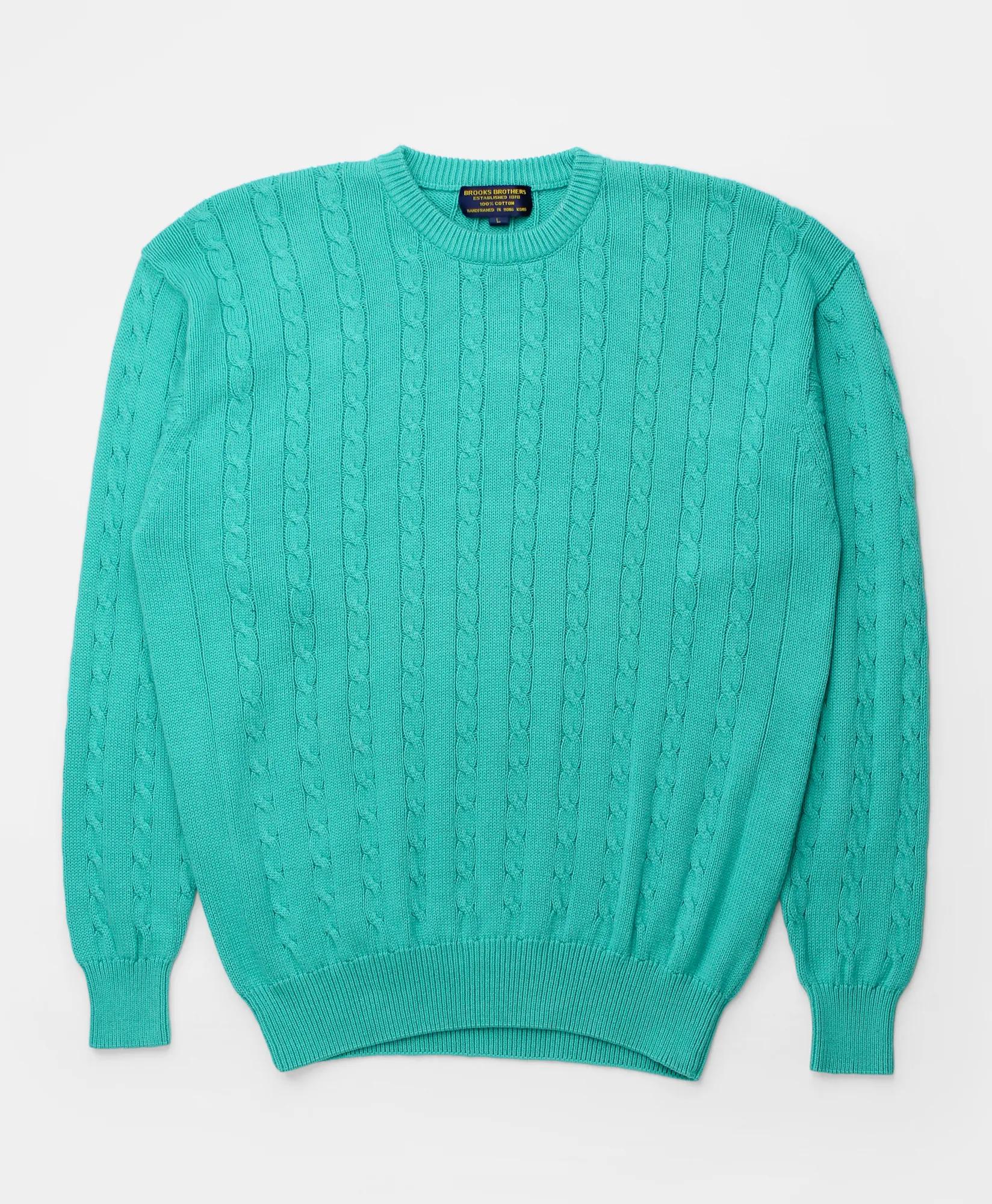 Vintage Cable Knit Crewneck Sweater, 1990s, L, image 1