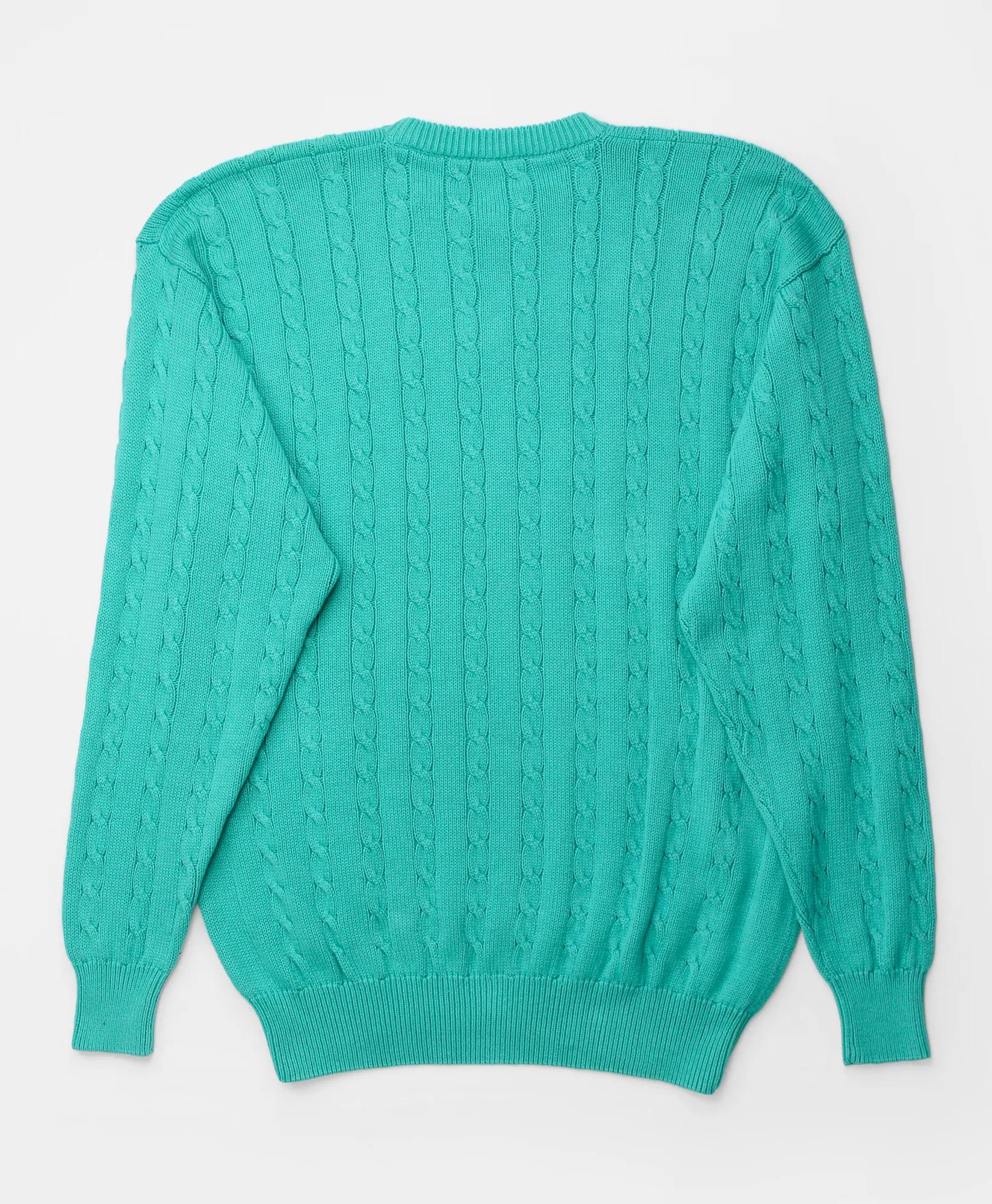Vintage Cable Knit Crewneck Sweater, 1990s, L, image 2