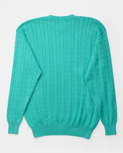 Vintage Cable Knit Crewneck Sweater, 1990s, L, image 2