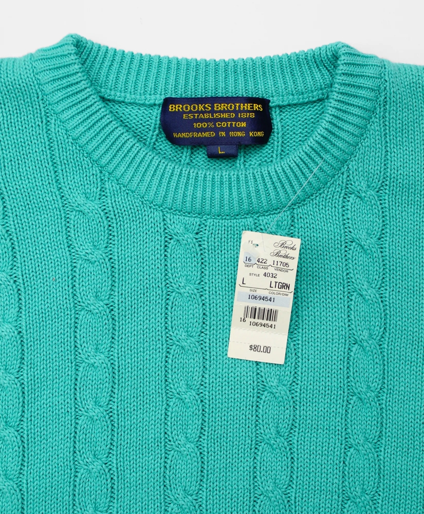 Vintage Cable Knit Crewneck Sweater, 1990s, L, image 3