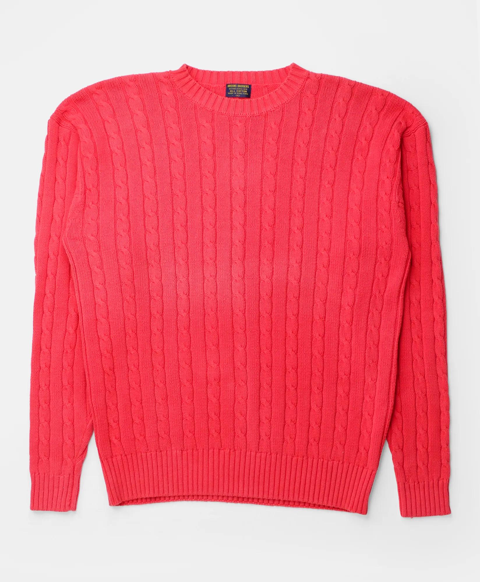 Vintage Cable Knit Crewneck Sweater, 1980s, XL, image 1