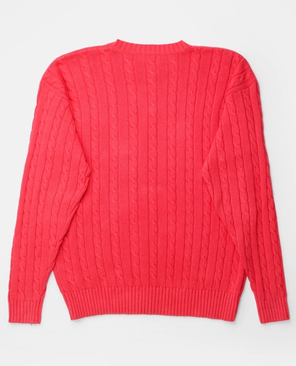 Vintage Cable Knit Crewneck Sweater, 1980s, XL, image 2