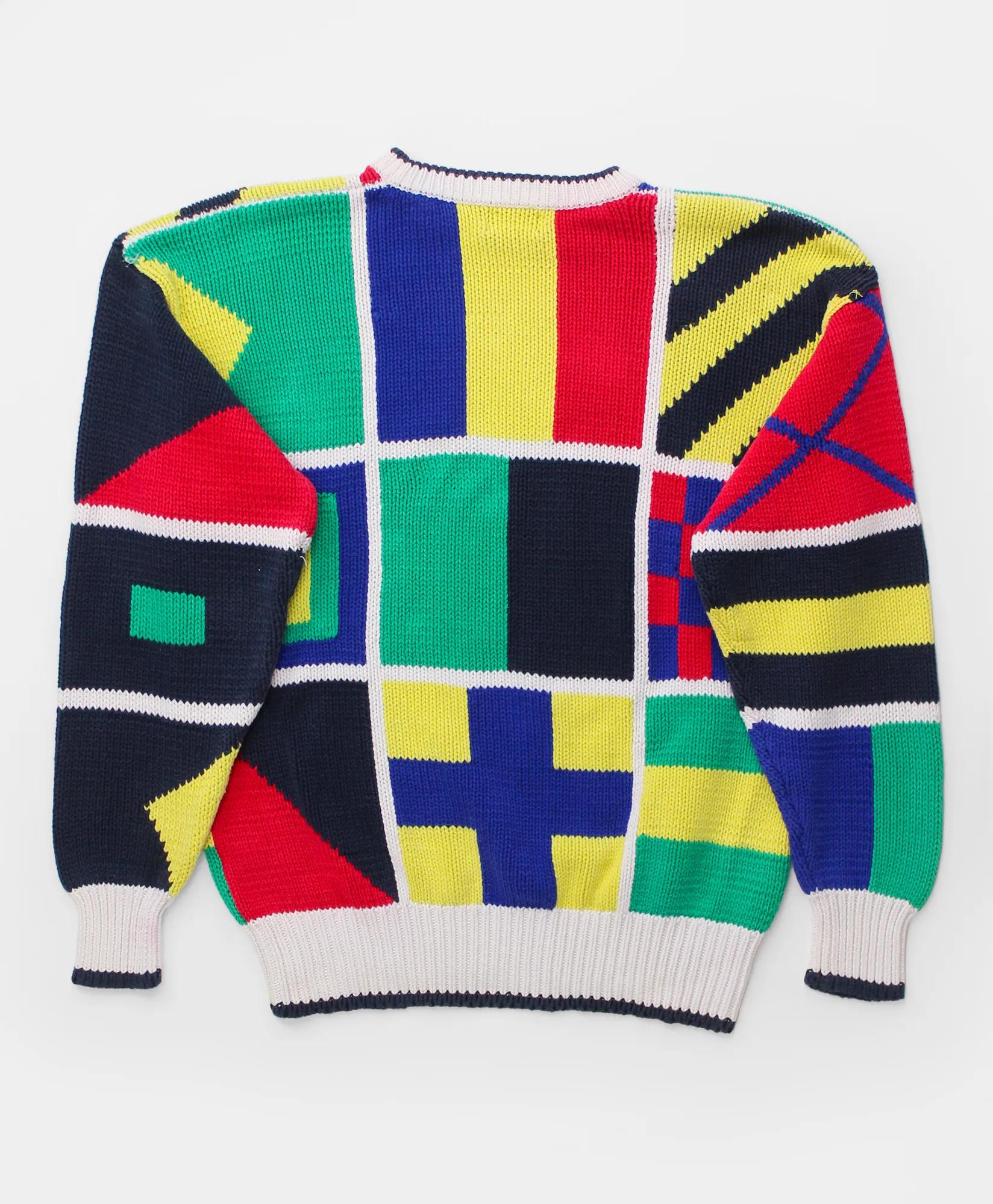 Vintage Sailing Flag Intarsia Knit Crewneck Sweater, 1980s 1990s, L, image 2