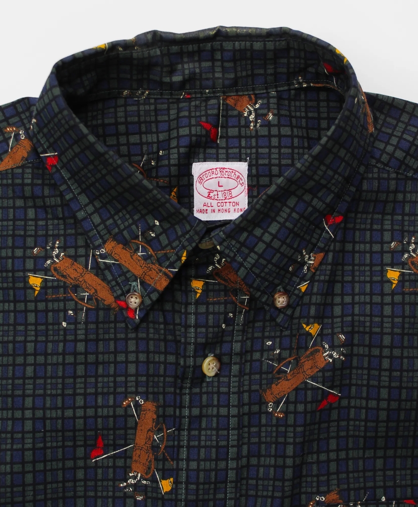 Vintage Plaid Golf Print Short-Sleeved Shirt, 1990s, L, image 3