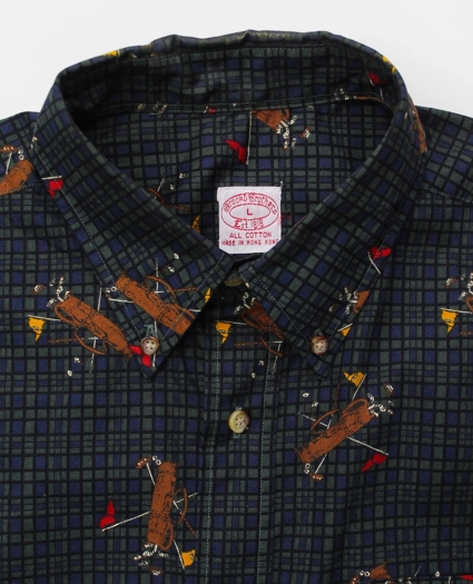 Vintage Plaid Golf Print Short-Sleeved Shirt, 1990s, L, image 3
