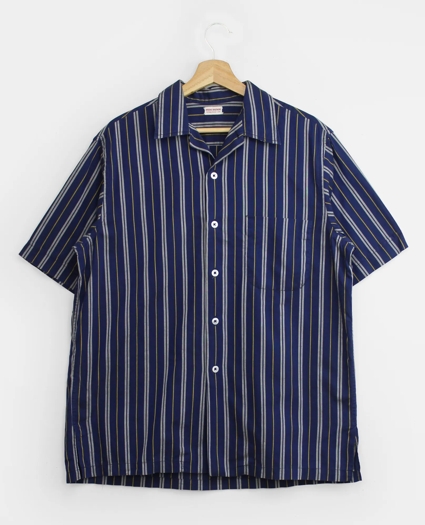 Vintage Striped Camp Collar Short-Sleeved Shirt, 1960s, M, image 1