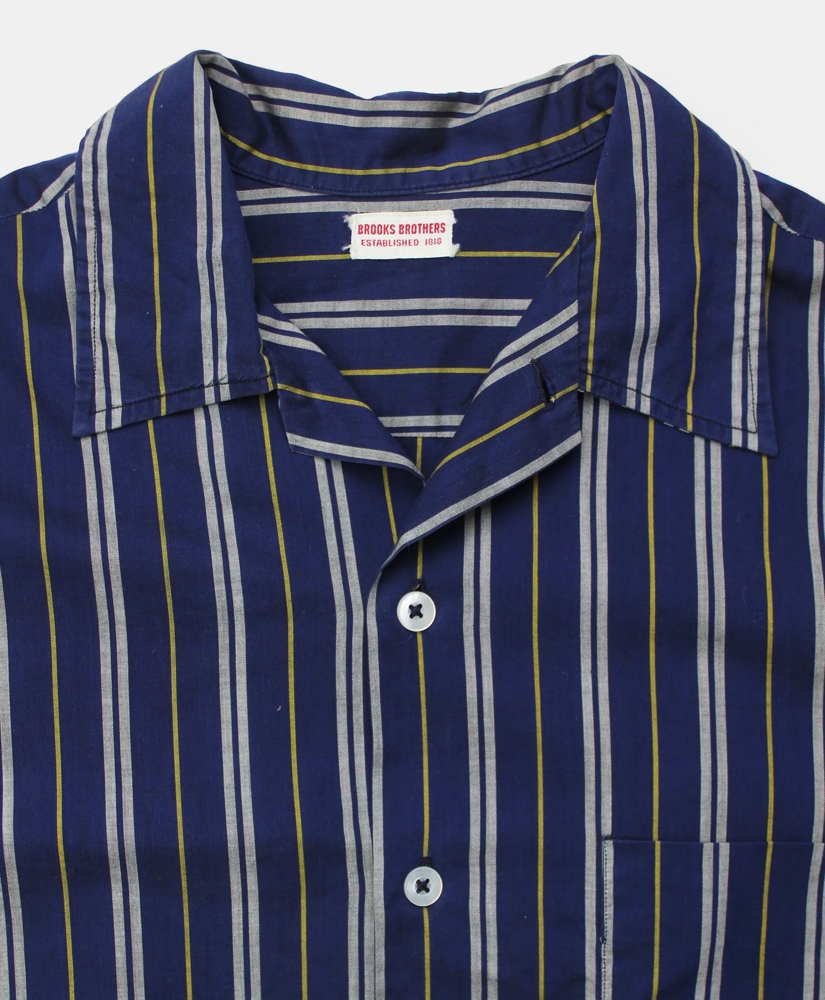 Vintage Striped Camp Collar Short-Sleeved Shirt, 1960s, M, image 3