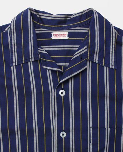 Vintage Striped Camp Collar Short-Sleeved Shirt, 1960s, M, image 3