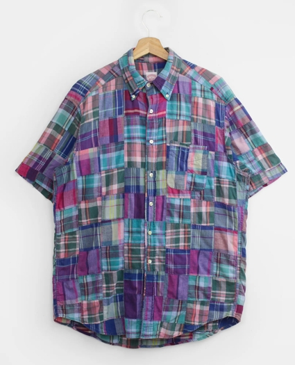 Vintage Patchwork Madras Short-Sleeved Shirt, 1990s, L, image 1