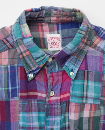 Vintage Patchwork Madras Short-Sleeved Shirt, 1990s, L, image 3