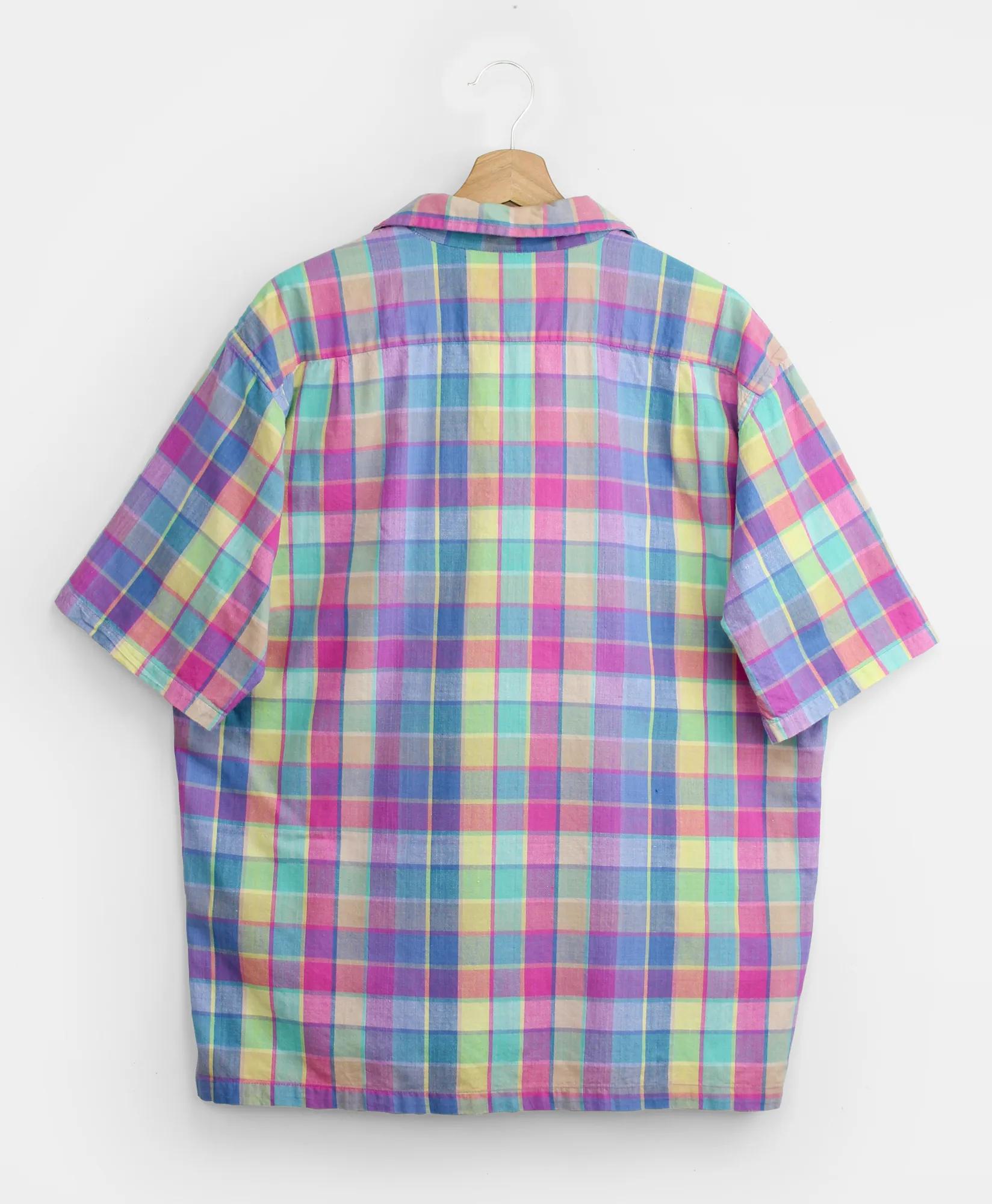 Vintage Madras Camp Collar Short-Sleeved Shirt, 1980s, XL, image 2