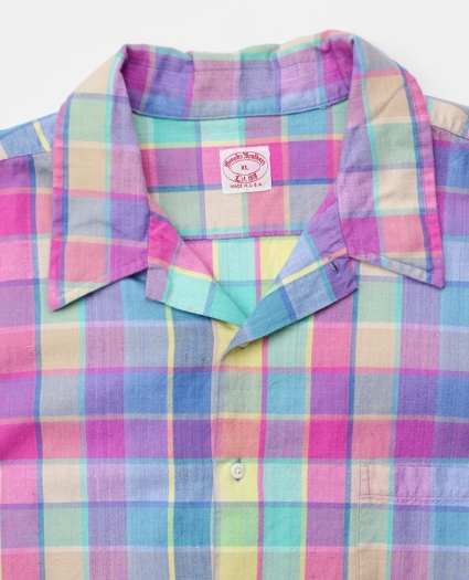 Vintage Madras Camp Collar Short-Sleeved Shirt, 1980s, XL, image 3