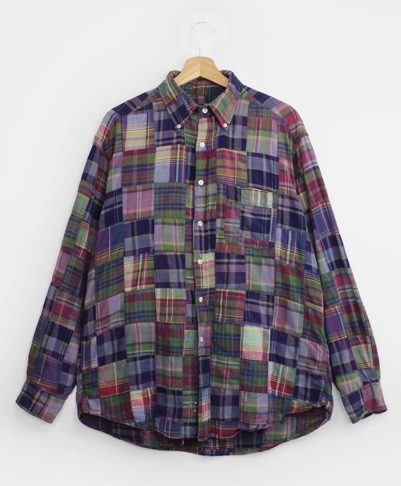 Vintage Patchwork Madras Shirt, 1990s, L, image 1