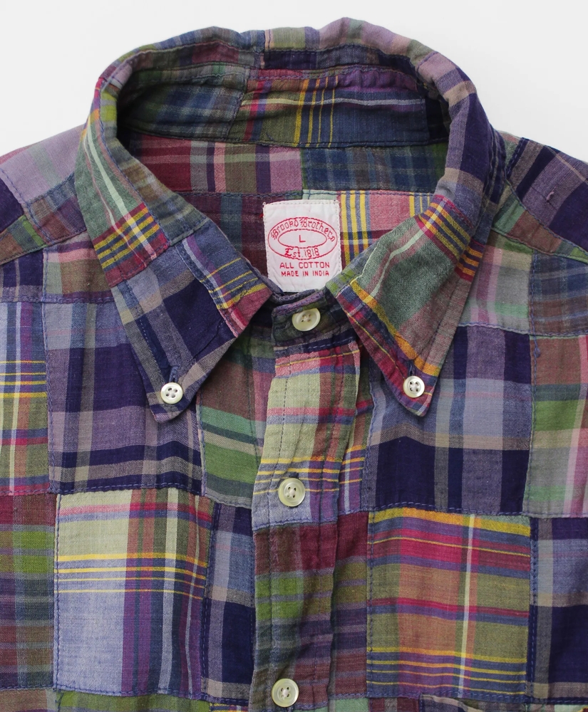 Vintage Patchwork Madras Shirt, 1990s, L, image 3