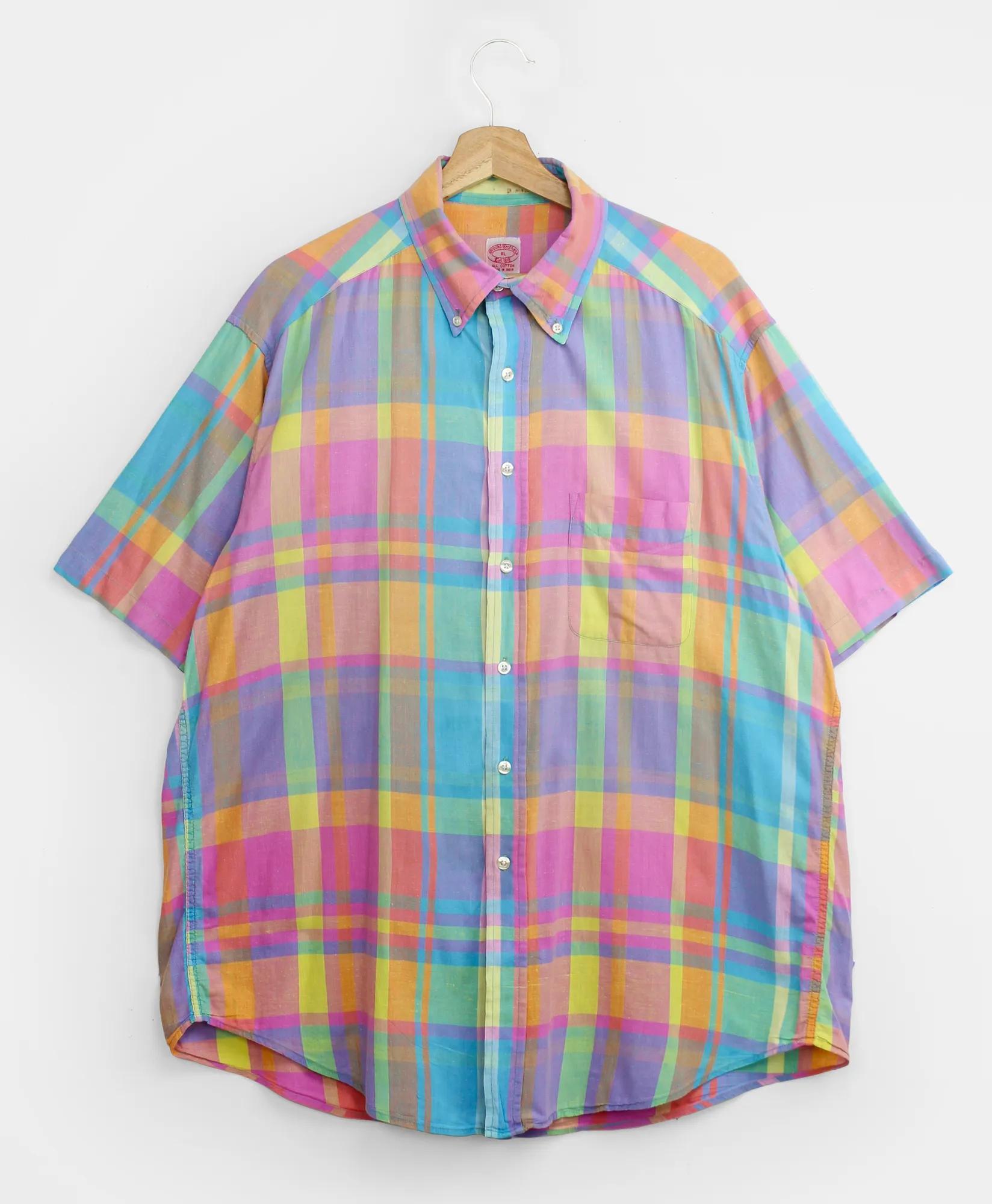 Vintage Madras Short-Sleeved Shirt, 1990s, XL, image 1