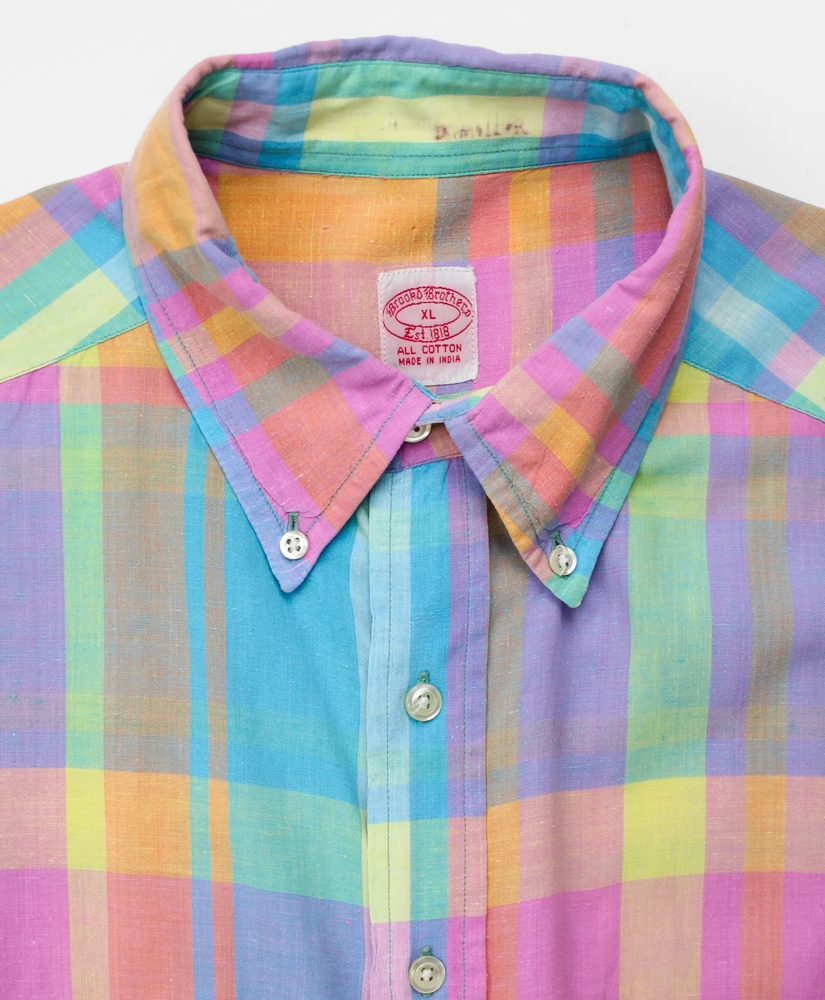 Vintage Madras Short-Sleeved Shirt, 1990s, XL, image 3