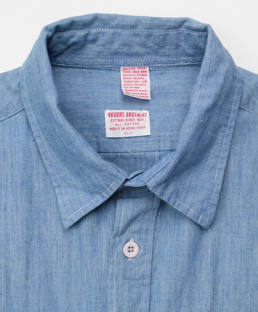 Vintage Chambray Short-Sleeved Safari Shirt Jacket, 1970s - 1980s, L, image 3