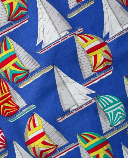 Vintage Sailboat Print Camp Collar Short-Sleeved Shirt, 1980s, S, image 4