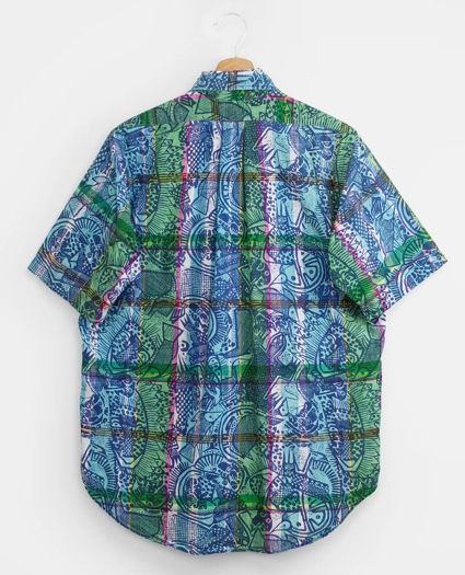 Vintage Block Print Madras Short-Sleeved Shirt, 1990s, M, image 2