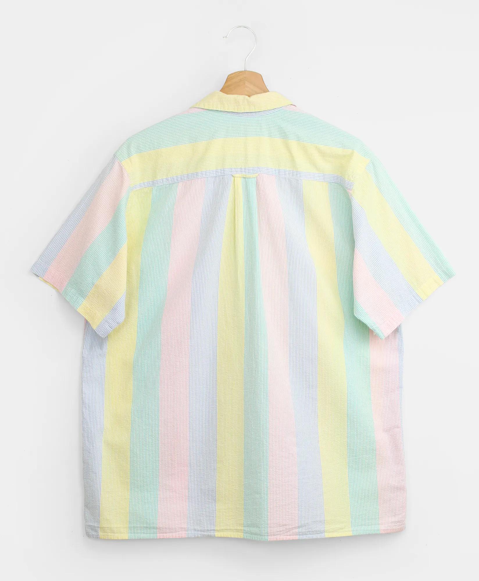 Vintage Multistripe Seersucker Camp Collar Short-Sleeved Shirt, 1980s, M, image 2
