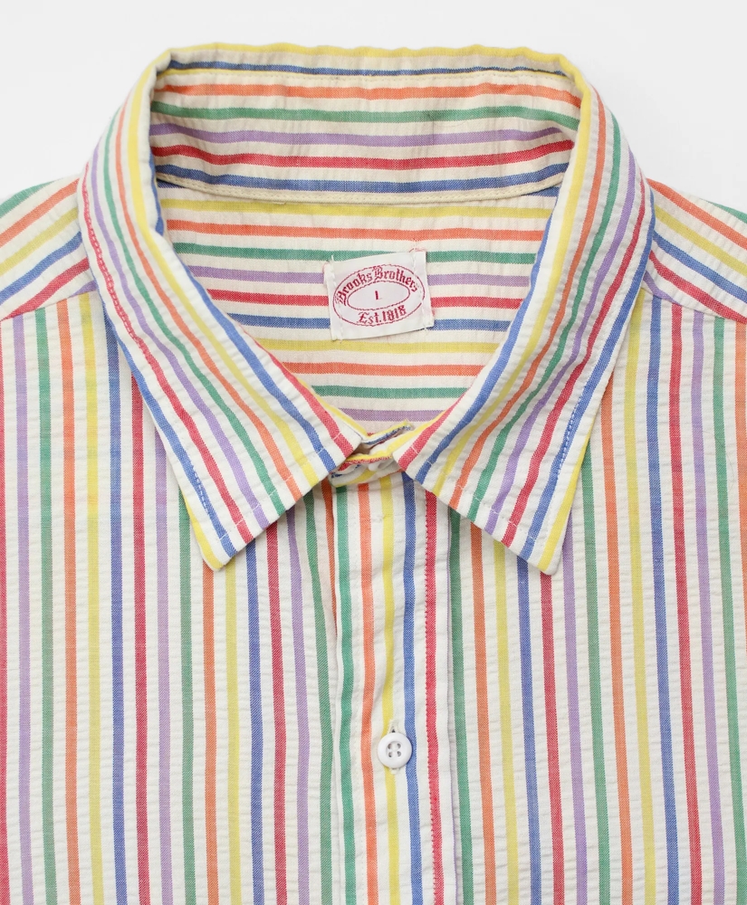 Vintage Multistripe Seersucker Short-Sleeved Shirt, 1960s, L, image 3