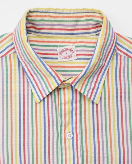Vintage Multistripe Seersucker Short-Sleeved Shirt, 1960s, L, image 3