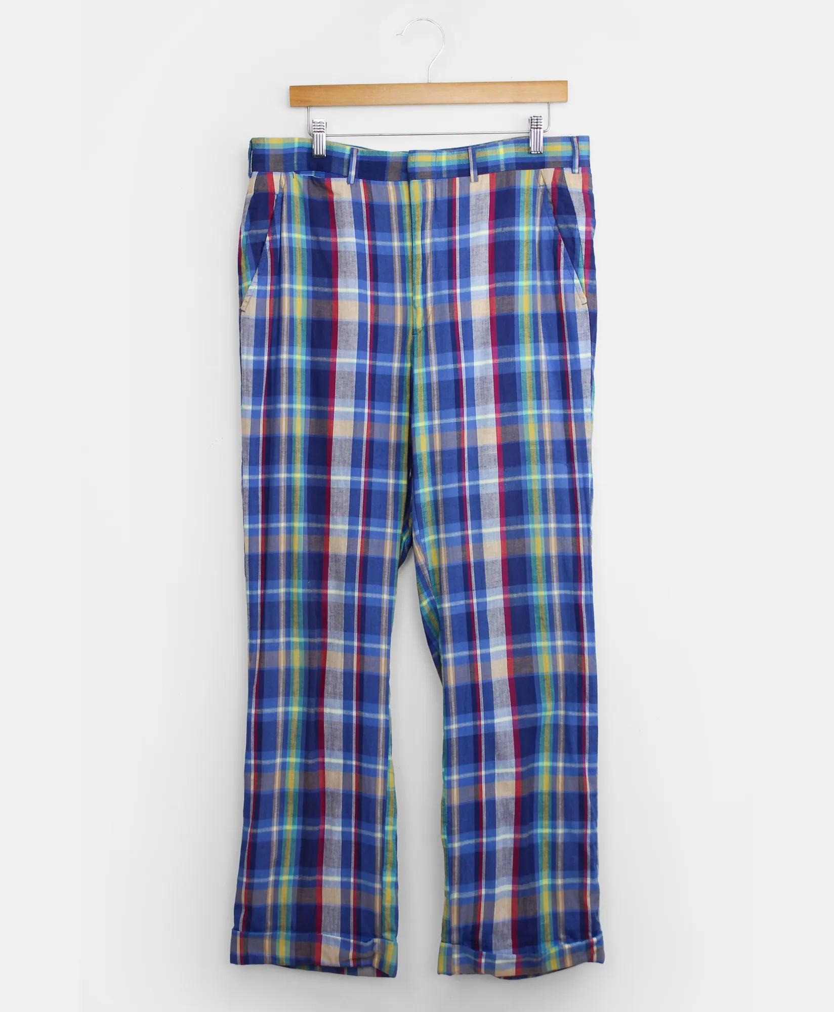Vintage Madras Pants, 1970s 1980s, 34, image 1