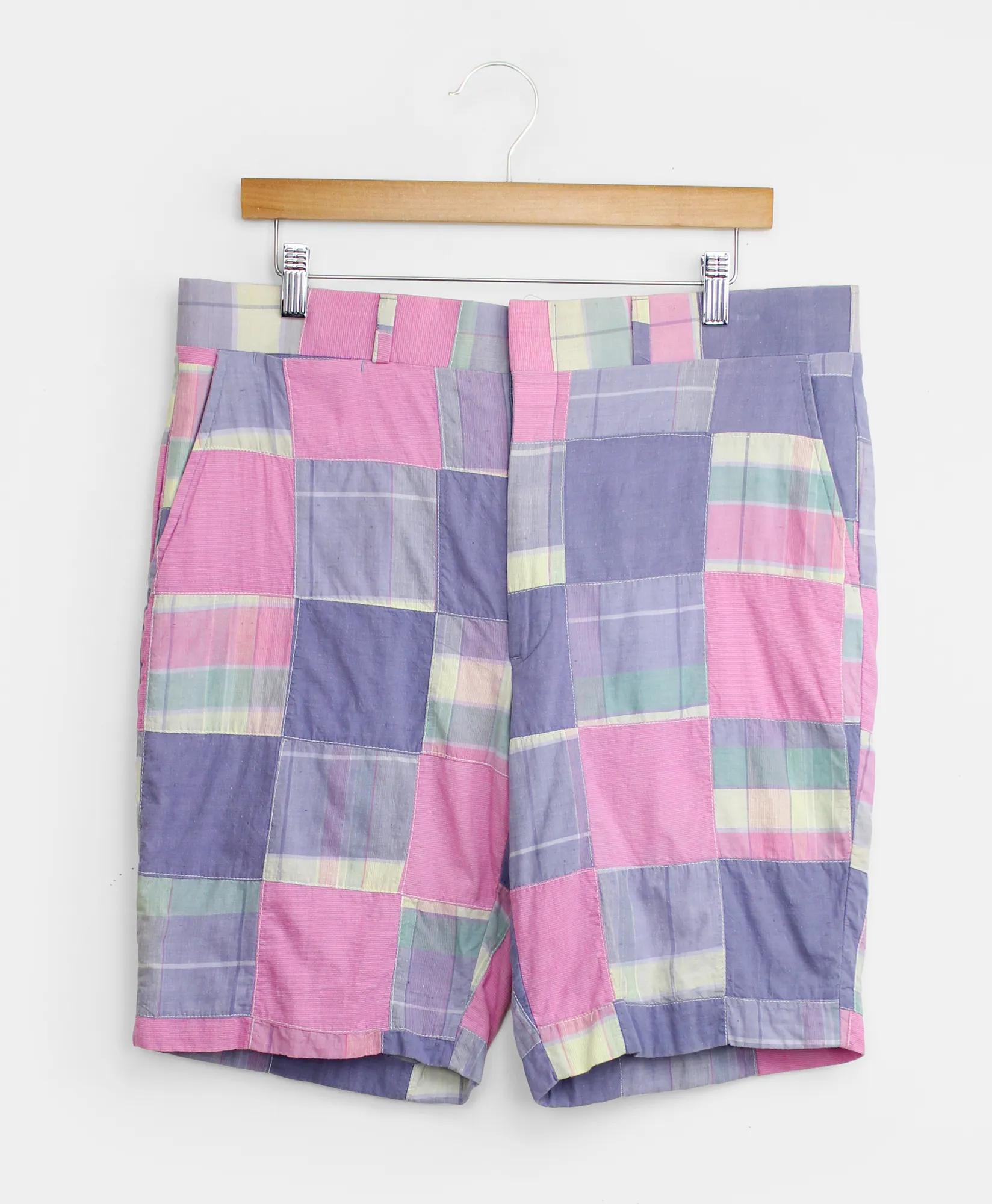 Vintage Patchwork Madras Shorts, 1980s, 36, image 1