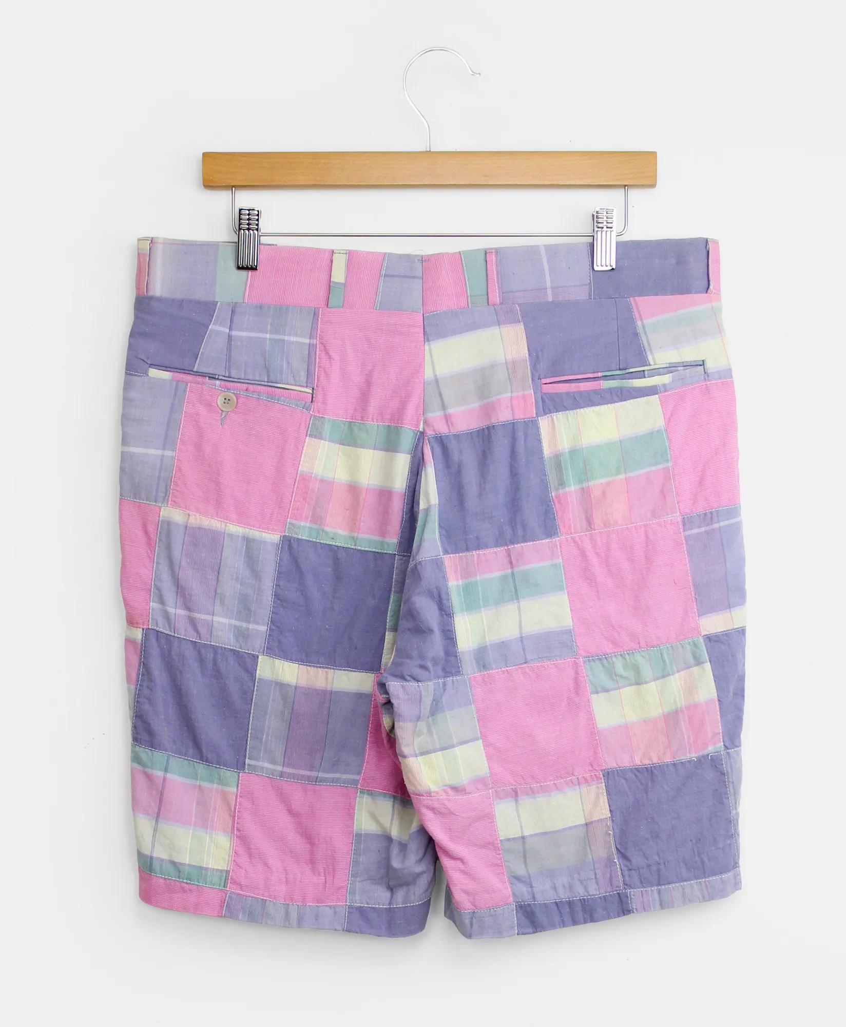 Vintage Patchwork Madras Shorts, 1980s, 36, image 2