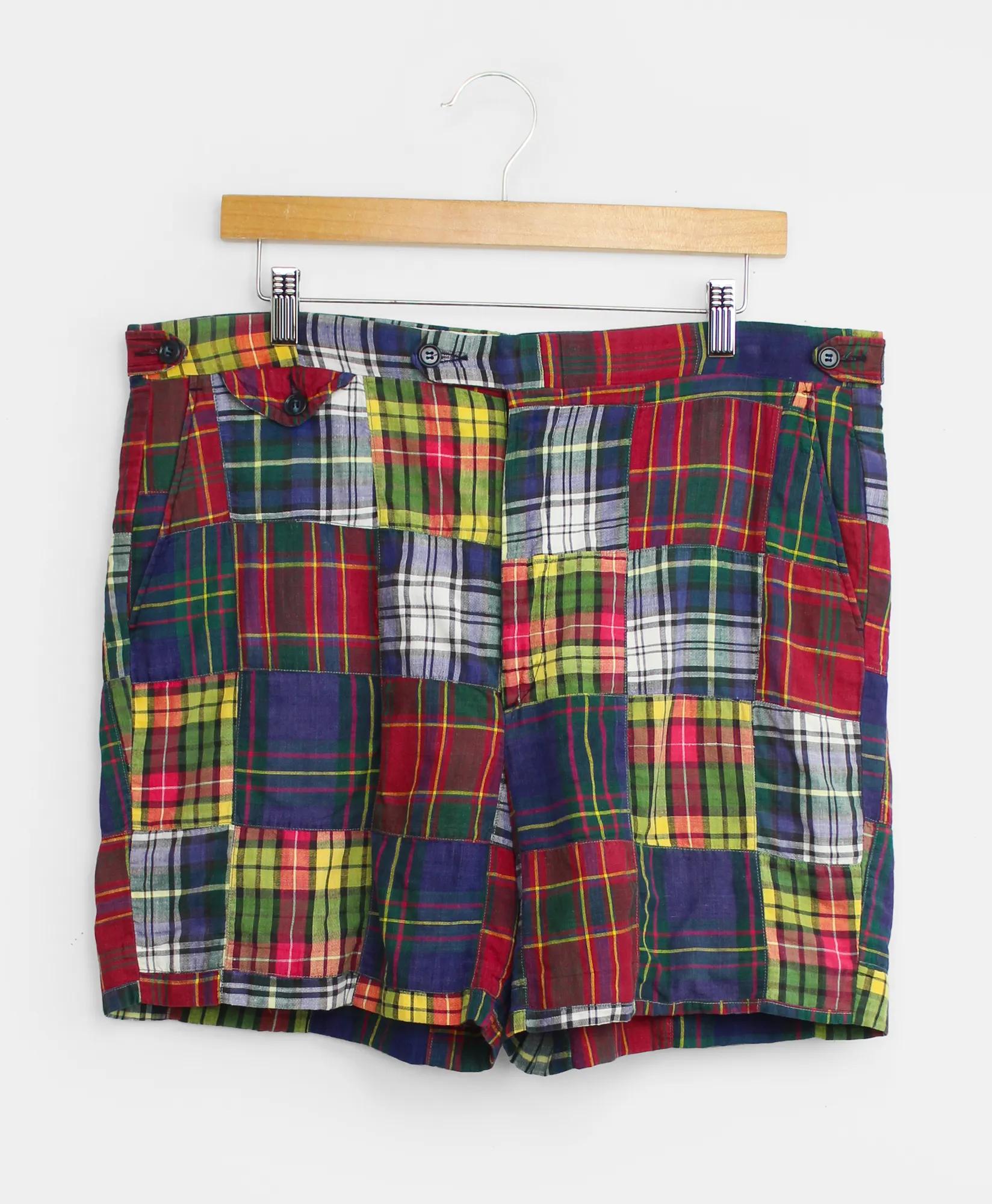 Vintage Patchwork Madras Shorts, 1980s, 36, image 1