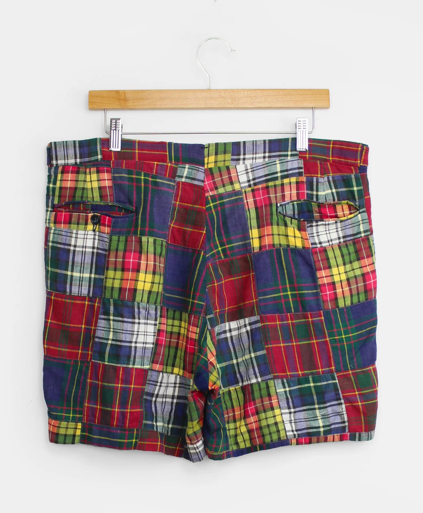 Vintage Patchwork Madras Shorts, 1980s, 36, image 2