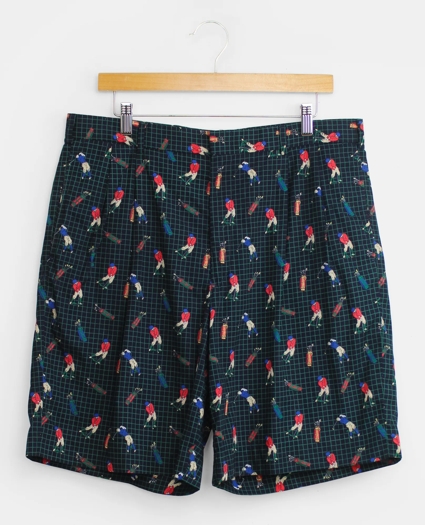 Vintage Golfer Print Pleated Shorts, 1980s, 36, image 1