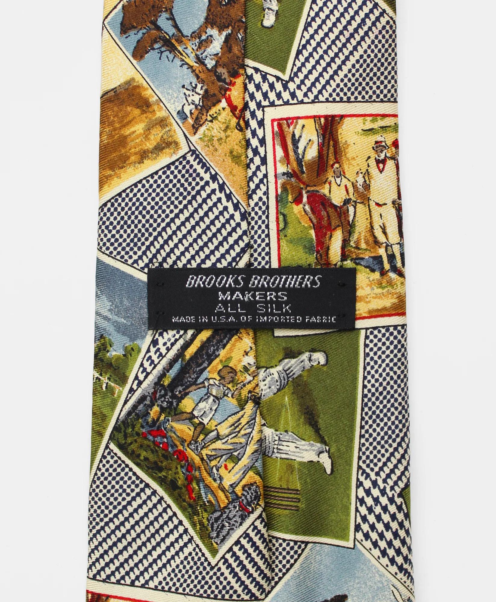 Vintage Sports Print Silk Tie, 1980s, image 2