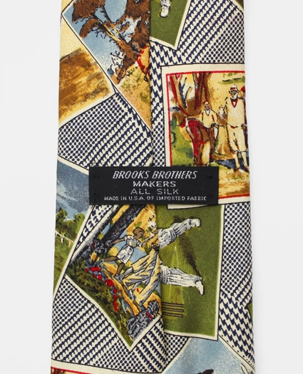 Vintage Sports Print Silk Tie, 1980s, image 2