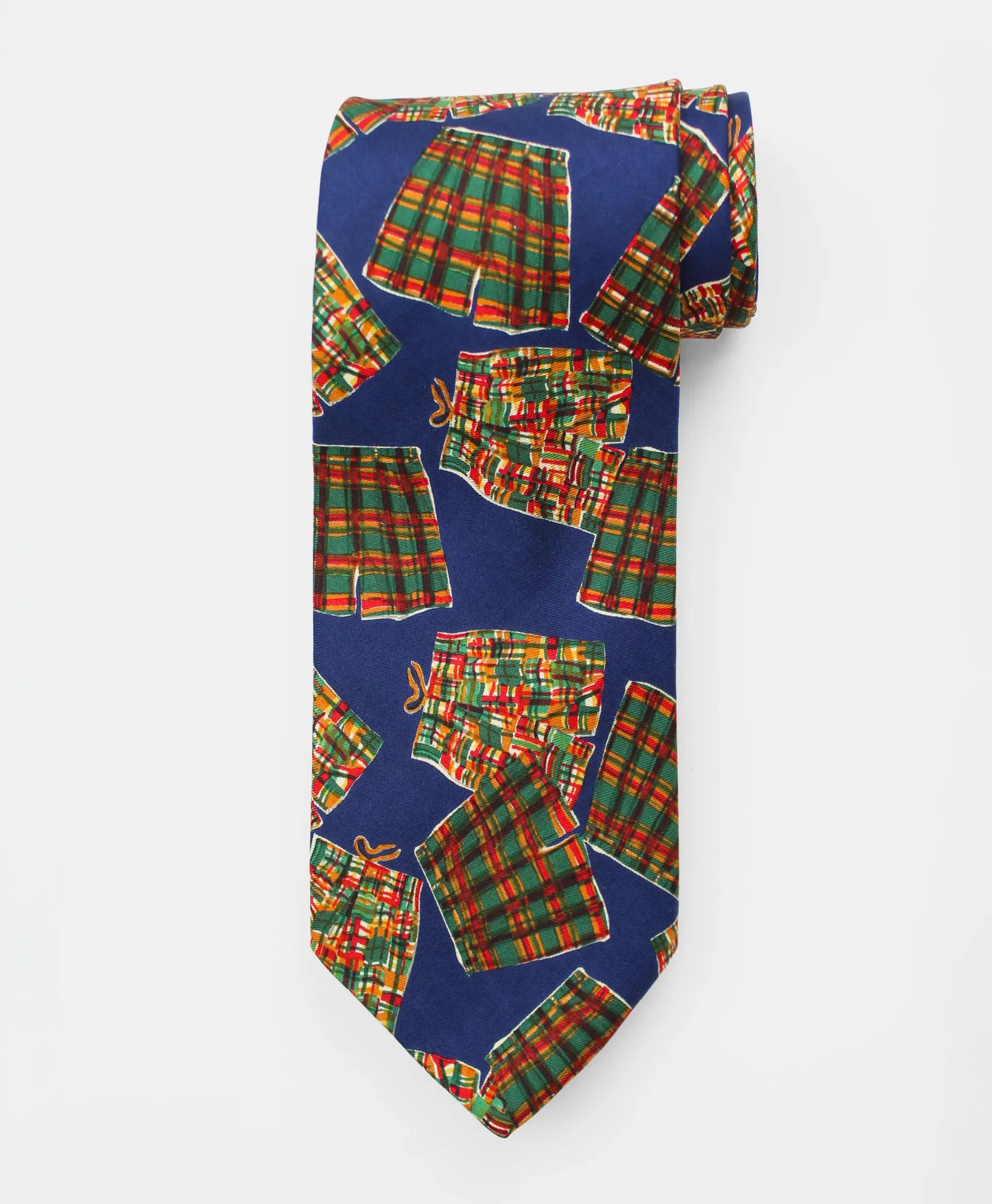 Vintage Swim Trunks Print Silk Tie, 1990s, image 1