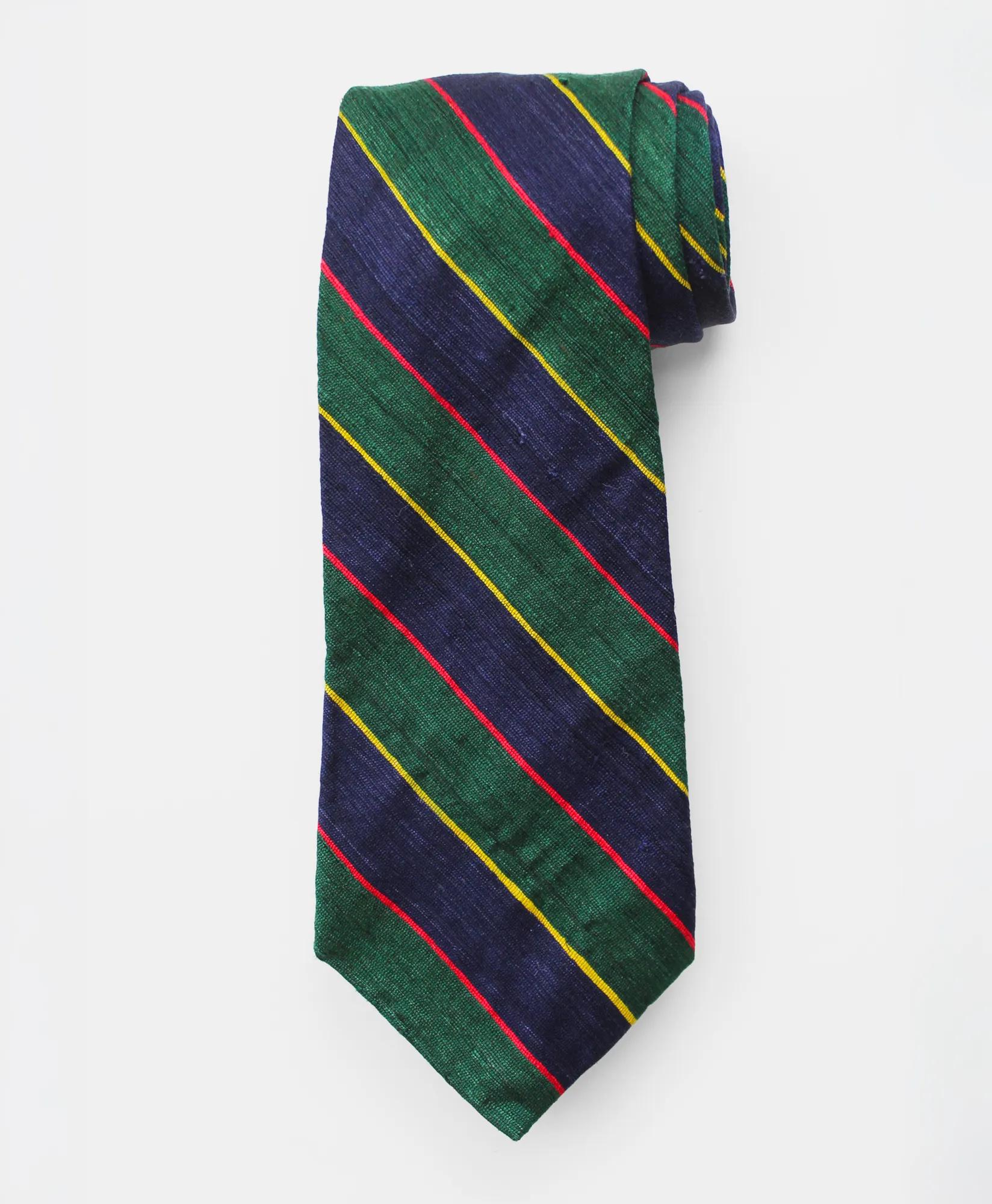 Vintage Regimental Stripe Raw Silk Tie, 1980s, image 1