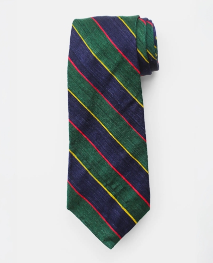 Vintage Regimental Stripe Raw Silk Tie, 1980s, image 1