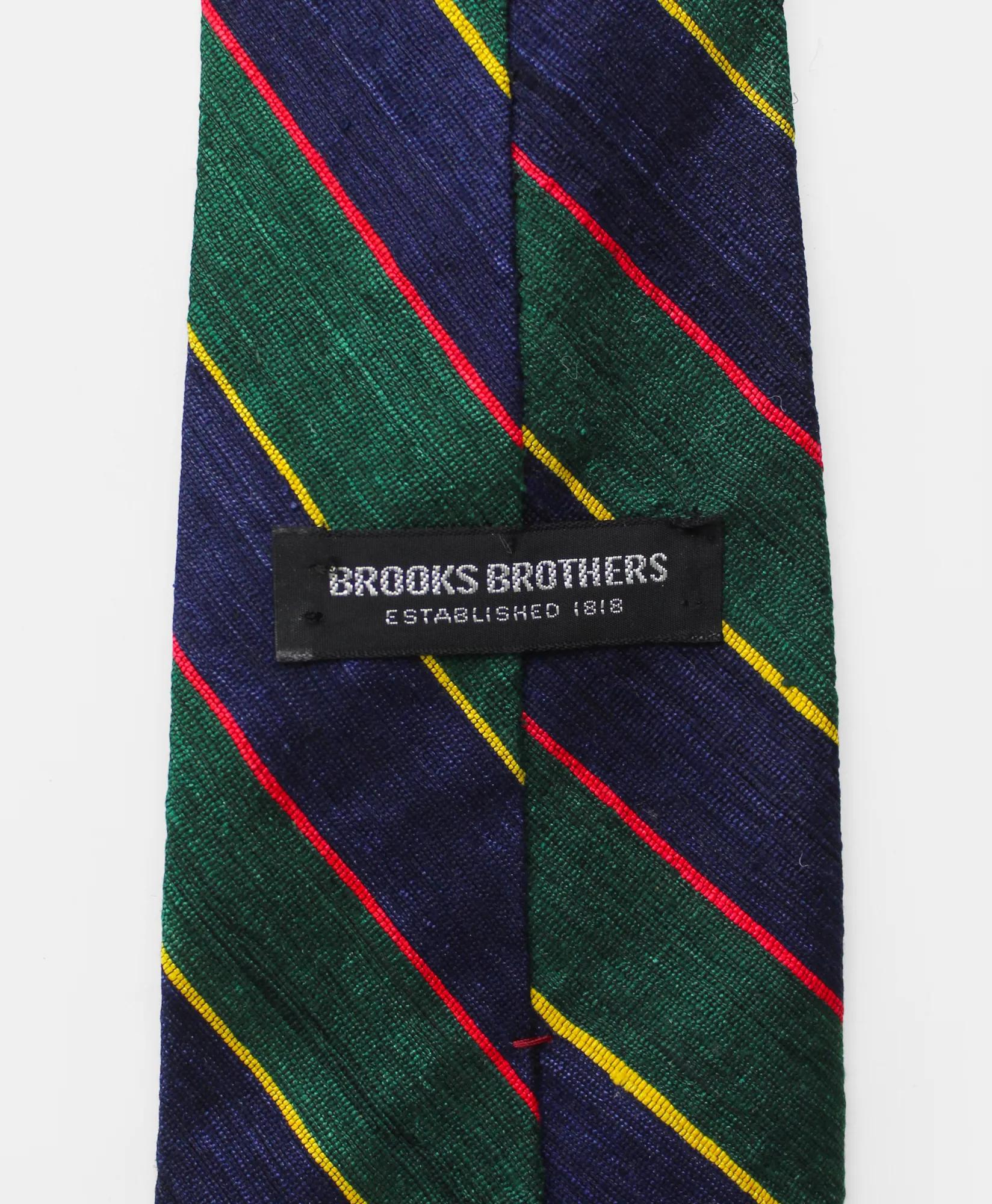Vintage Regimental Stripe Raw Silk Tie, 1980s, image 2