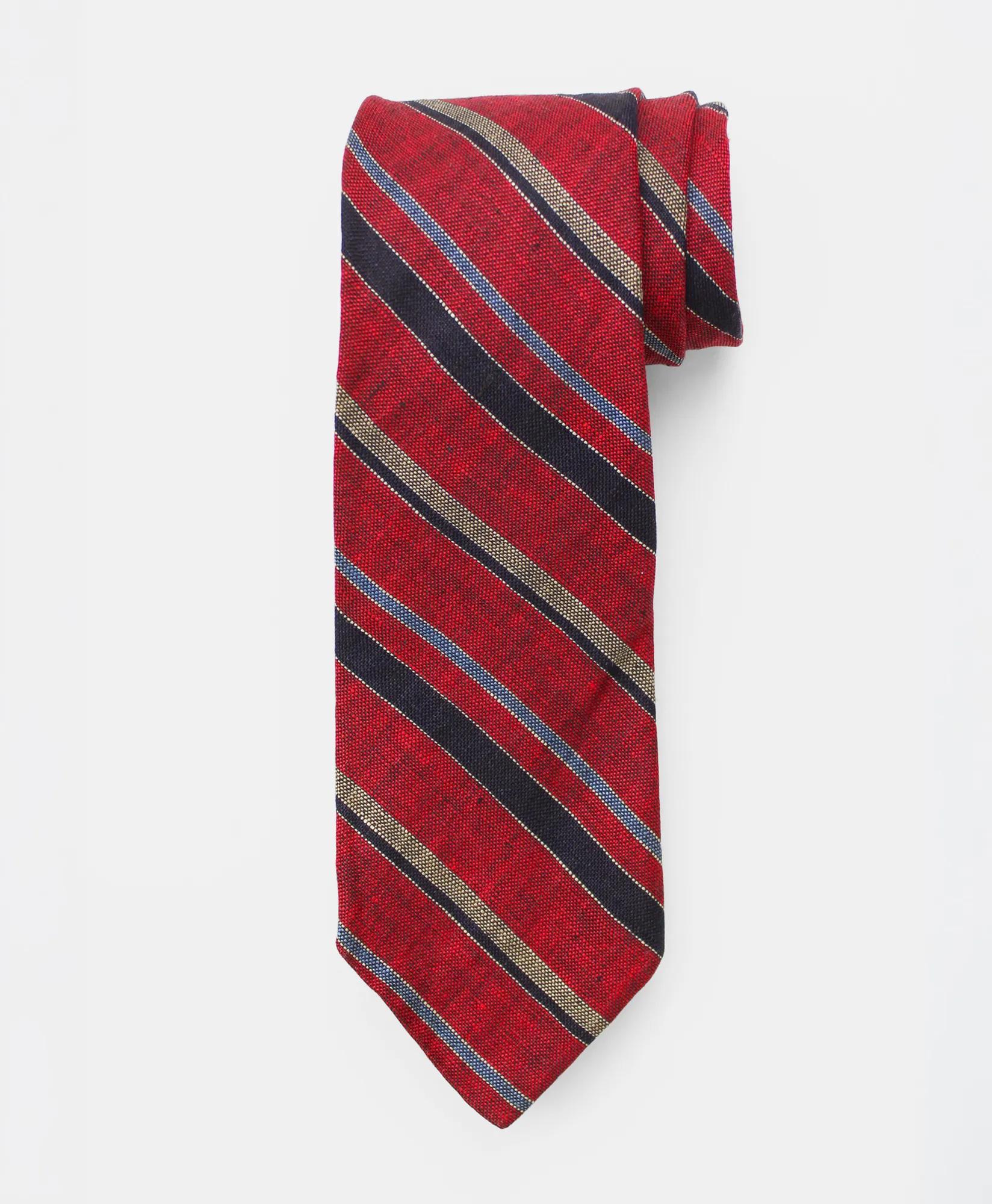 Vintage Striped Linen Tie, 1970s 1980s, image 1