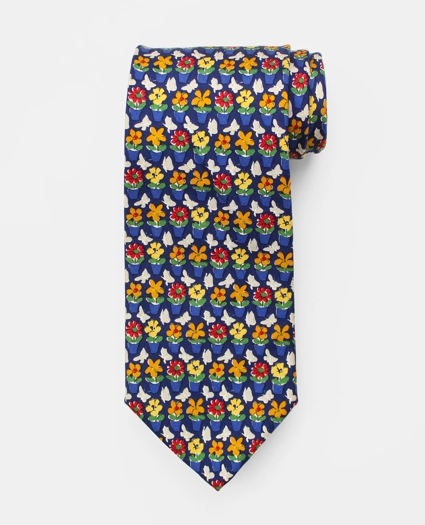 Vintage Floral & Butterfly Print Tie, 1990s, image 1