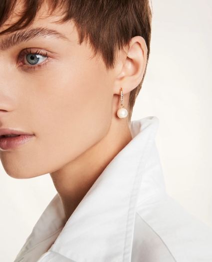 Pearl Hoop Earrings, image 2