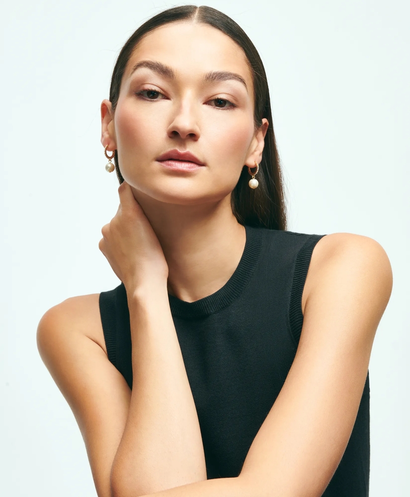 Pearl Hoop Earrings, image 3