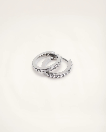 Pave Hoop Huggie Earrings, image 2